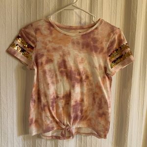 SO front knot flippy sleeve girls tshirt size 10